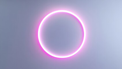 Obraz premium Neon Pink Circle on Light Grey Background