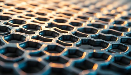 Obraz premium Abstract Honeycomb Structure with Golden Reflections