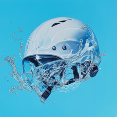 Innovative Waterproof Helmet Featured on Cool Blue Background Symbolizes Advanced Protection, Durability, and Modern Design
