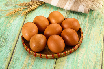 Raw browl chicken egg heap