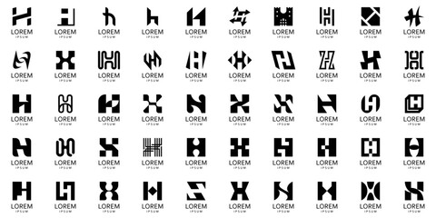Logos collection with letter H. Geometric abstract logos. Icon design