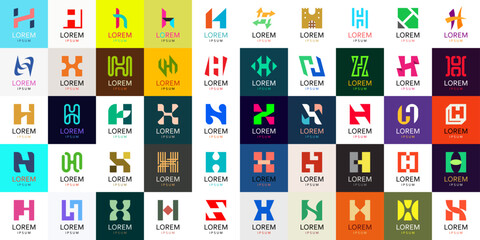 Logos collection with letter H. Geometric abstract logos. Icon design
