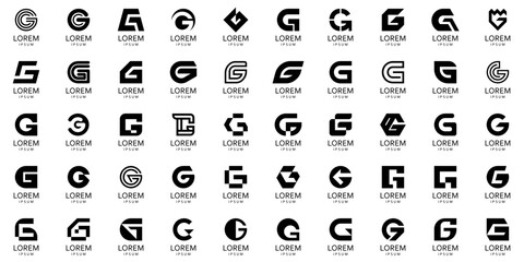 Logos collection with letter G. Geometric abstract logos. Icon design