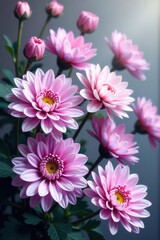 Obraz premium Delicate purple and white chrysanthemums in a lush floral arrangement , arrangement, flowers, shades