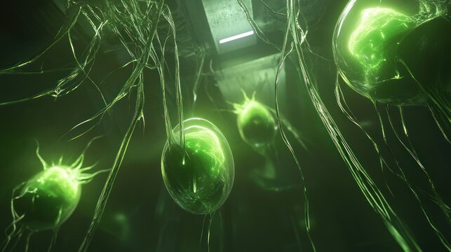 Alien Pods in Futuristic Lab