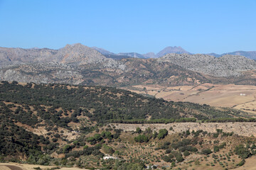 Fantastic Andalusian landscape seen from the city of Ronda, Andalusia, Spain  