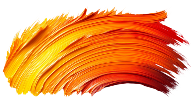 A vibrant orange and yellow brush stroke on a white background, displaying smooth, flowing color transitions and artistic flair.