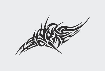 Fototapeta premium Vector tribal tattoo. Silhouette illustration. Isolated abstract element