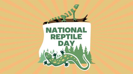happy national reptile day with green reptile