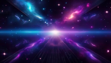 Fototapeta premium Deep Space Gradient – Cosmic effect transitioning from black to purples and blue flashes, evoking the vastness of space. 