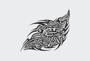 Vector tribal tattoo. Silhouette illustration. Isolated abstract element