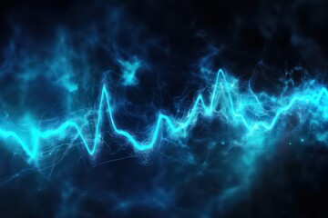 Fototapeta premium A dramatic, medical visualization of an erratic heartbeat pattern, glowing blue and black, symbolizing cardiac distress