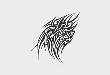 Vector tribal tattoo. Silhouette illustration. Isolated abstract element
