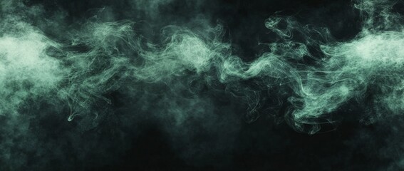 Obraz premium Swirling green smoke creates a mysterious and ethereal atmosphere against a dark background