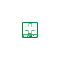 Green first aid sign isolated on white background