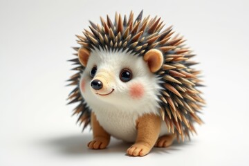 Fototapeta premium there is a small hedgehog that is sitting on a white surface