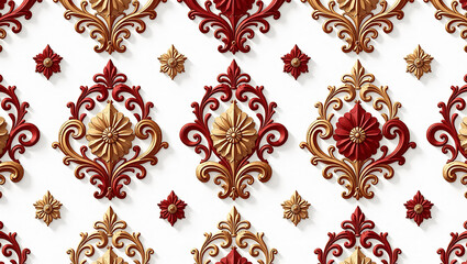 Victorian Damask Scrolls - A seamless pattern of elegant, scrolling damask designs.