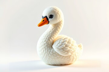 Obraz premium there is a white swan with a orange beak sitting on a white surface