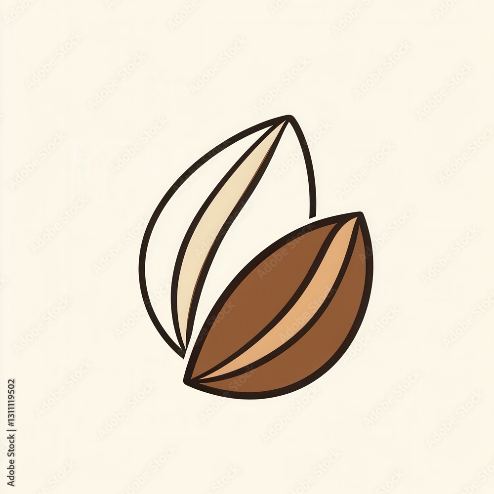 Aufkleber modern abstract line art features minimalist nut logo depicting almond and walnut with clean lines o