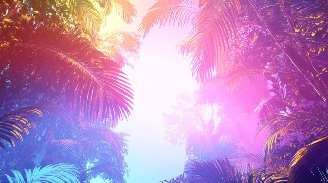 Moonlight Digital Jungle Scene Shimmer Light Pixelated