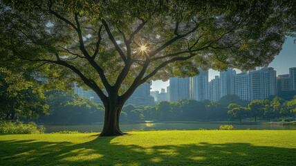 Naklejka premium sunlight from tree