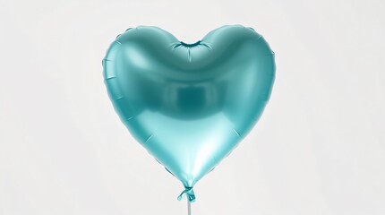 teal heart-shaped balloon on white