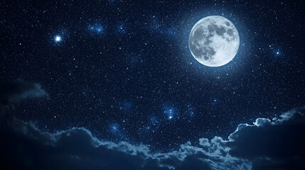 Fototapeta premium A deep night sky filled with twinkling stars and a bright moon nature wallpaper dreamy landscape nighttime serenity