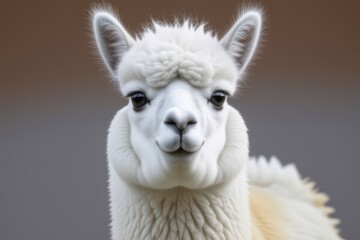 there is a white llama with a very long hair