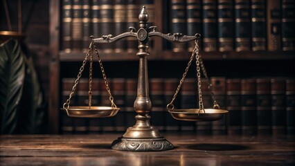 scales of justice on gold background