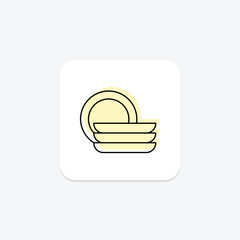 Plates color shadow thinline icon, vector, pixel perfect, illustrator file