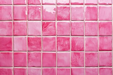 Background of pink ceramic bathroom tiles, tiled wall.