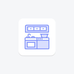 Kitchen duotone line icon, vector, pixel perfect, illustrator file