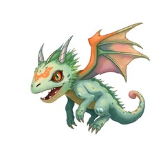 Fototapeta premium Fantastical Creature Digital Painting in Loose Painterly Style on White Background