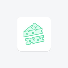 Cheese duotone line icon, vector, pixel perfect, illustrator file