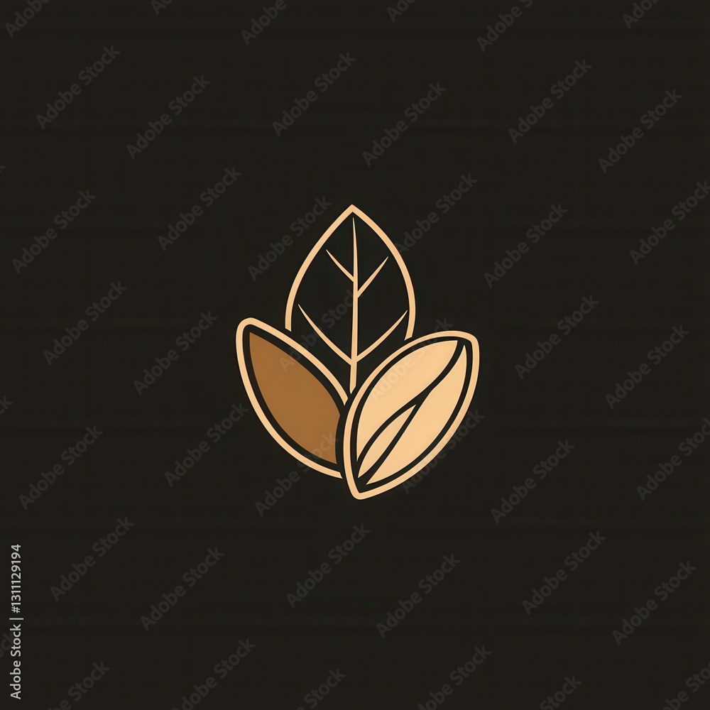 Poster modern abstract line art featuring a minimalist nut logo with almond and walnut designs showcasing c