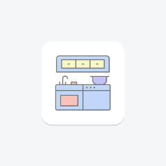 Kitchen lineal color icon, vector, pixel perfect, illustrator file