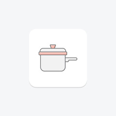 Saucepan lineal color icon, vector, pixel perfect, illustrator file