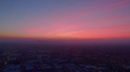 Fototapeta premium Aerial view of dawn sky urban landscape high-resolution wallpaper serene background tranquil atmosphere