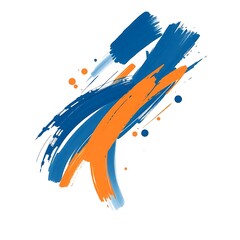 Expressive Brushstroke Artwork with Deep Blue Palette on White Background