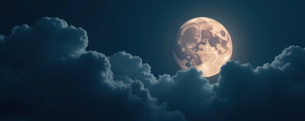 Ominous full moon shrouded in dark, stormy clouds , atmospheric, moonlight
