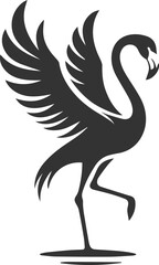 Silhouette of a flamingo flapping its wings while standing animal vector