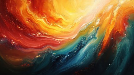 Vivid abstract swirling colors with dynamic brushstrokes and fiery hues