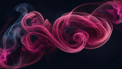 Neon Smoke Swirl in Rich Pink and Magenta Over Deep Navy Background