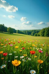 Fototapeta premium Latvian midsummer meadow, wildflowers in bloom, stock photo, lush, image