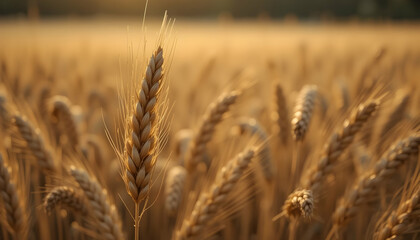 Wheat Field at Golden Hour Ripe Grain Ready for Harvest