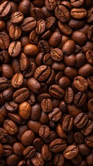 Obraz premium Coffee beans in a vertical overhead image are perfect for a blog or background