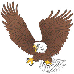 Fierce Bald Eagle with Wings Spread — Vector Illustration