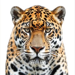 Obraz premium Majestic Jaguar: A captivating close-up of a jaguar, showcasing its distinctive spotted coat, piercing gaze, and powerful presence.