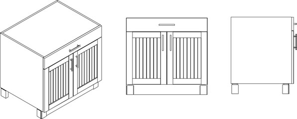 vector illustration sketch design interior furniture cabinet