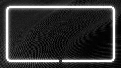 Close-up of black wavy fabric and rectangular neon lights. Abstr